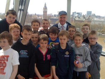 The boys with Mr Kennedy... up high now!